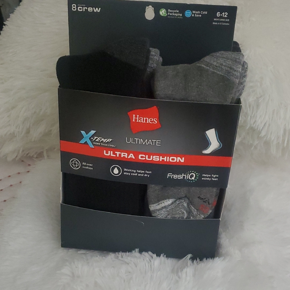 Hanes Black and Gray Athletic Crew Socks